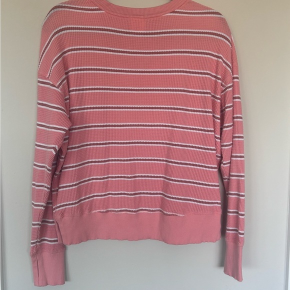 Aerie Pink Oversized Striped Sweatshirt XXS - Picture 2 of 5